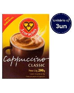 Cappuccino Solúvel em Sachê 3 corações c/ 10un  20g