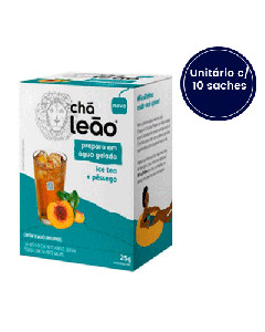 Chá Ice Tea Pêssego de Preparo Gelado Leão com 10 sachês